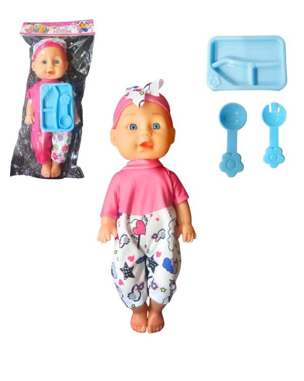 Producto - Bebe Bebote Con Sonido Accesorios Plato Y Cubierto 27 Cm
