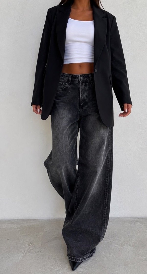 Jeans maxi palazzo Amanda rígido tiro bajo