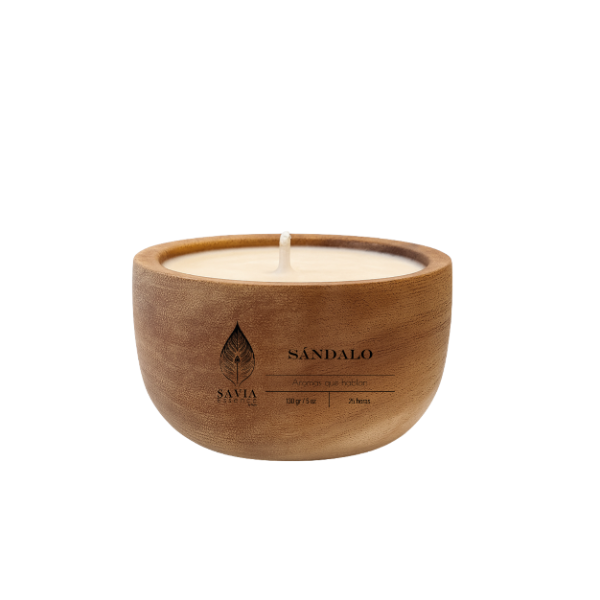 Producto - Vela Cuenco de Madera Sándalo