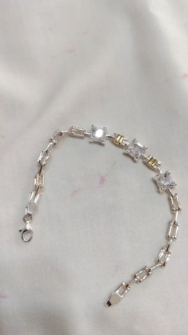 Producto - Pulsera Plata y Oro con 3 cubics cuadrados grandes