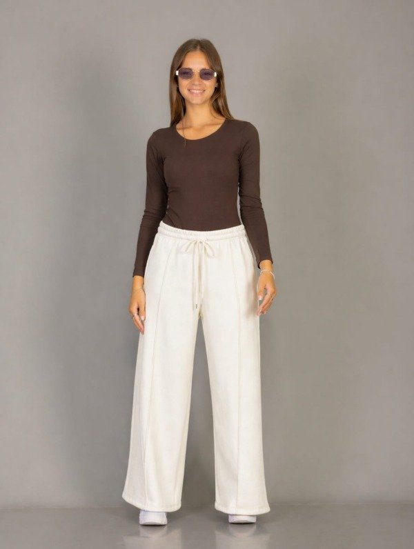 Producto - Pantalón Wide Leg Friza Off White