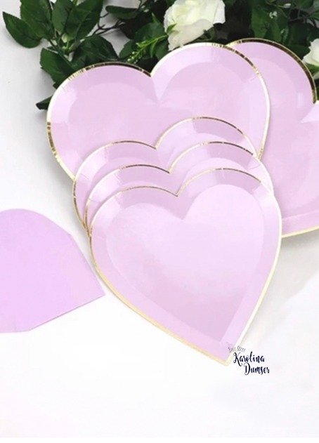 Producto - Plato Polipapel Corazón Lila por 5 unid.