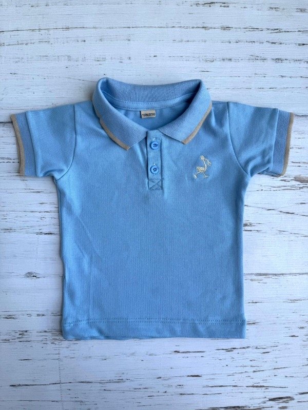 Producto - Chomba Piqué Celeste