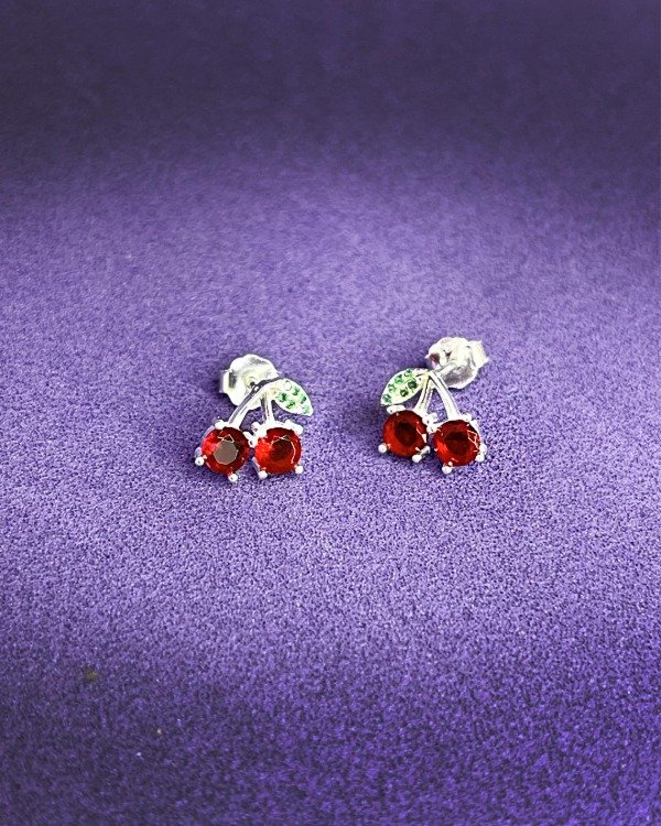 Producto - AR 973 - Aros de Plata 925 - Cerezas de cristal
