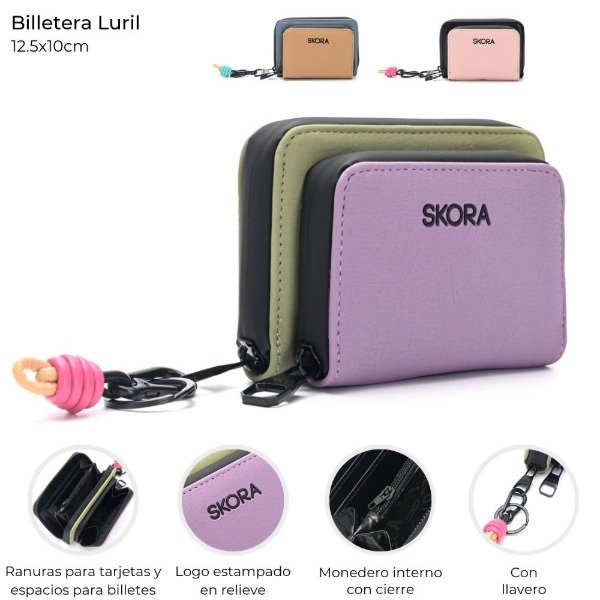 Producto - BILLETERA SKORA LURIL CON BOLSILLO FRONTAL Y LLAVERO NUDO COD  41552