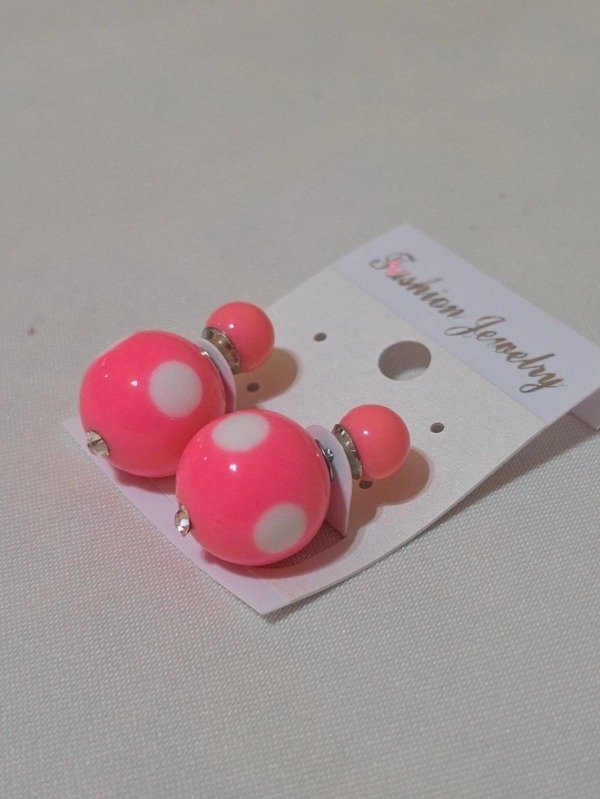 Producto - Aros perla lunares rosa