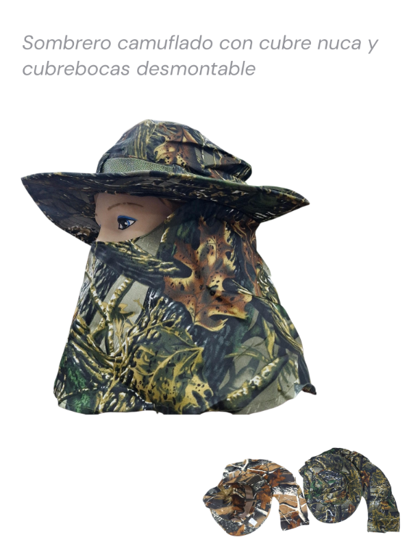 Producto - Sombreros camuflados con cubrenuca y cubreboca desmontable