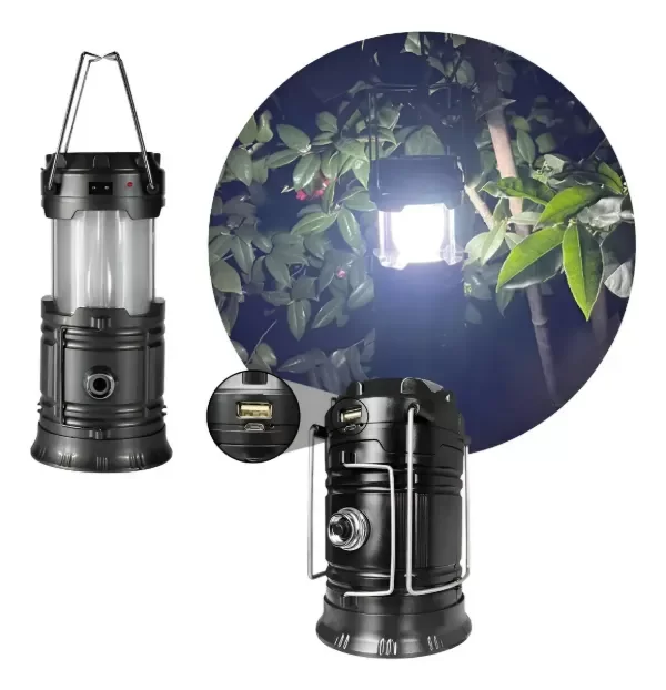 Producto - Farol Linterna Retractil Negro 2en1 Camping