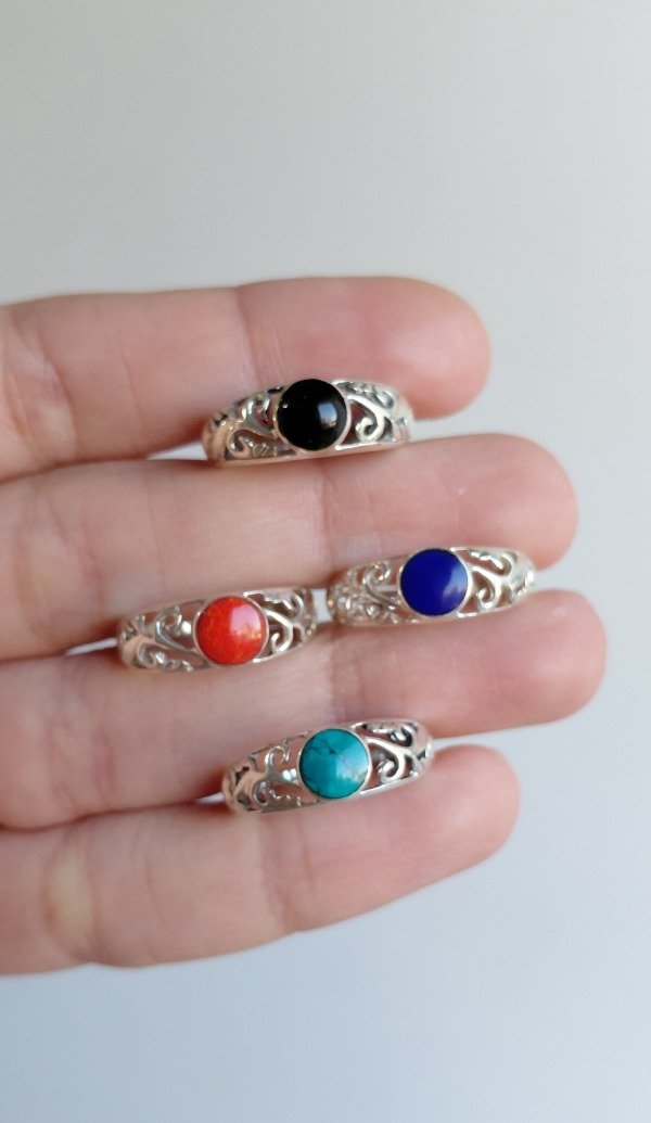 Producto - Anillo de Plata con Piedra Circular - 0