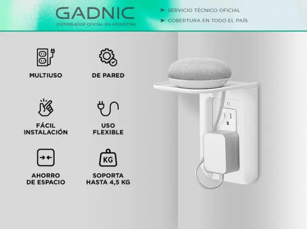 Producto - Soporte para enchufe tomacorriente de pared -plastico -white -Gadnic (SOP00075) - 0