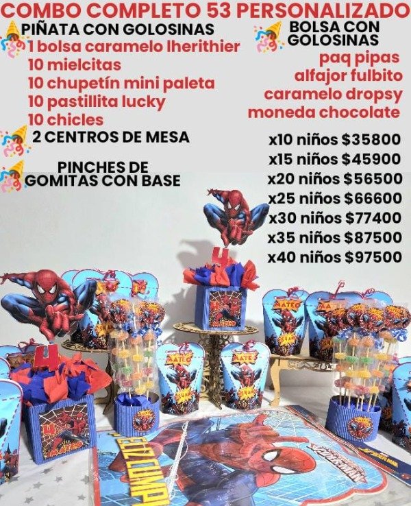 Producto - Combo cumpleaños 53 hombre araña
