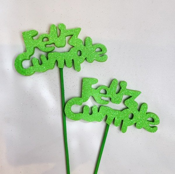 Producto - Cake topper chico con brillo verde manzana