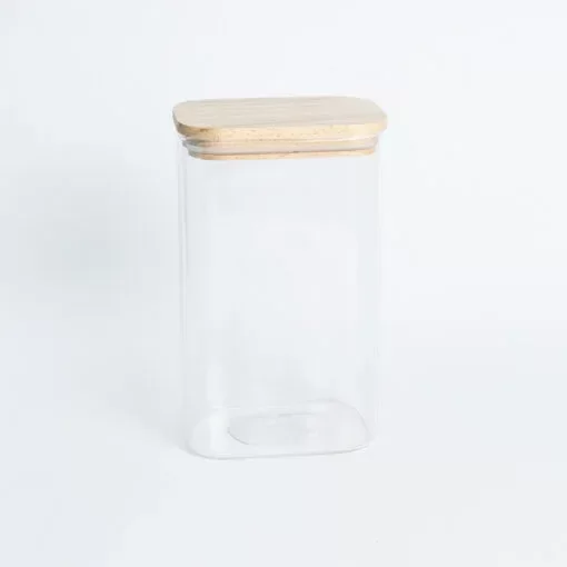 Producto - Frasco rectangular tapa bamboo 1.2 L