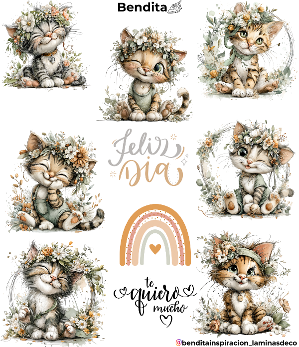 Producto - Bendita Plancha gatitos boho