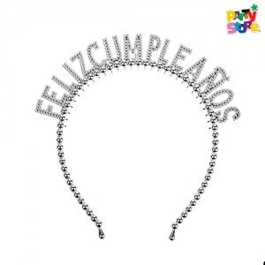 Producto - VINCHA FELIZ CUMPLEAÑOS PLATEADO