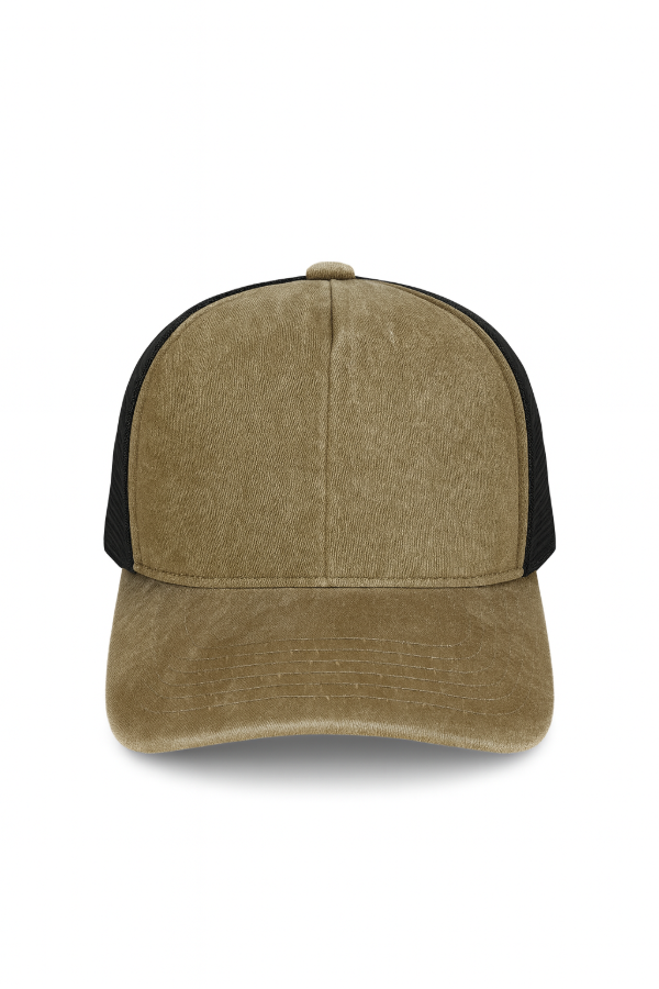 Producto - Gorra trucker color CAQUI para adultos Vintage desgastada regulable