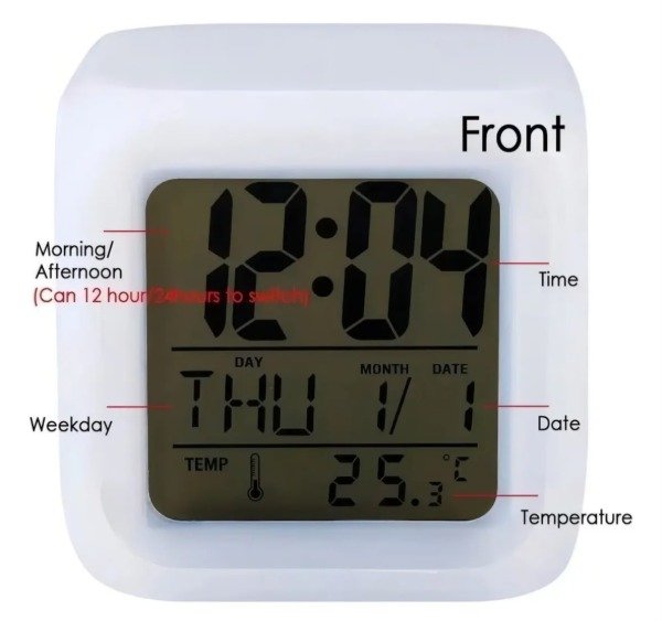 Producto - Reloj Despertador/ Alarma Cubo Luminoso Digital Colores Led