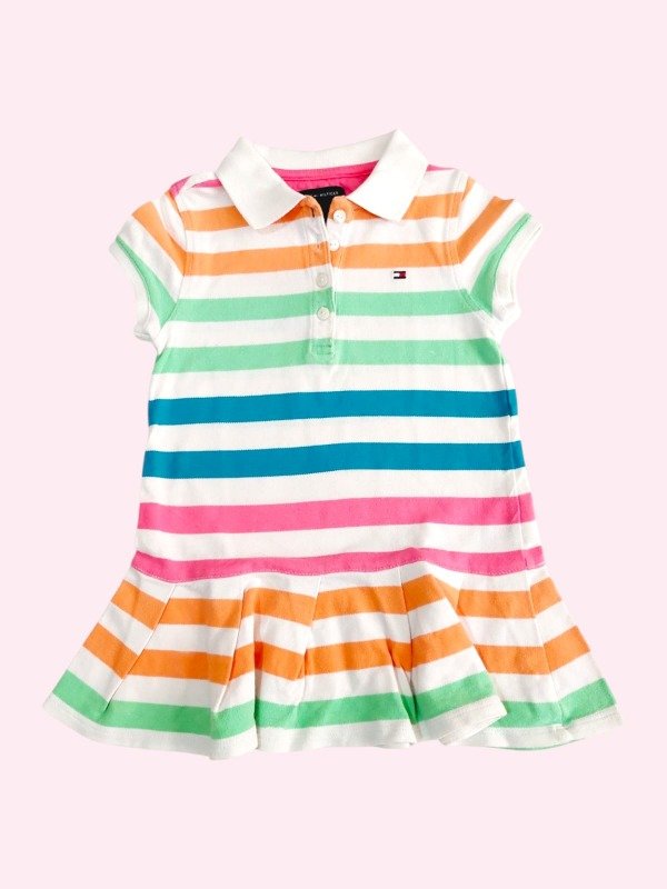 Producto - Vestido chomba pique rayado colores neon Tommy 2 años