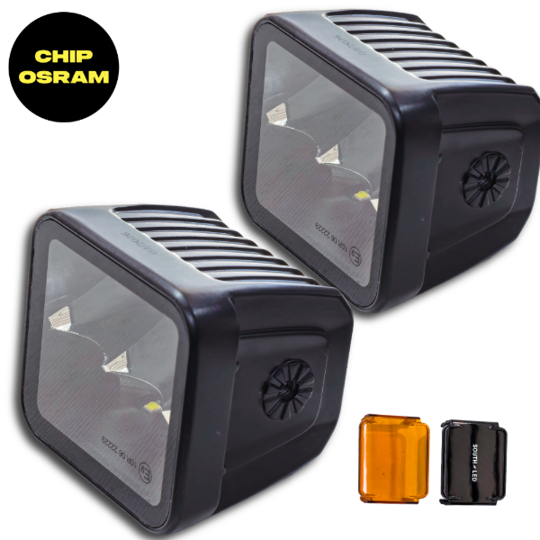 Producto - PAR DE FAROS SL-QUBE BLANCO CON APLIQUE AMBAR CHIP OSRAM PREMIUM - 0