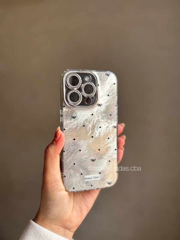 Producto - Case silver moños cubrecámara desmontable iPhone - 0