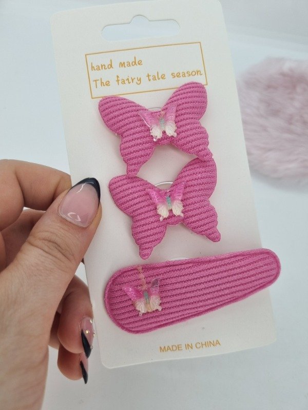 Producto - Blister colitas + pinza aplique almohadita mariposa