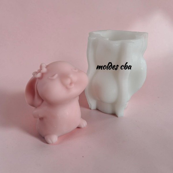 Producto - Molde silicona coneja nena con flor - 0