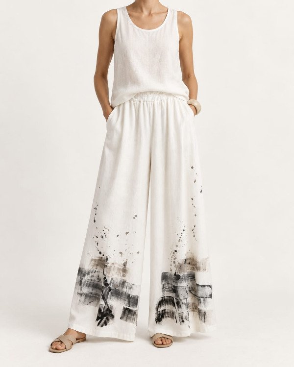 Producto - Pantalón Lino Blanco 201 - 0