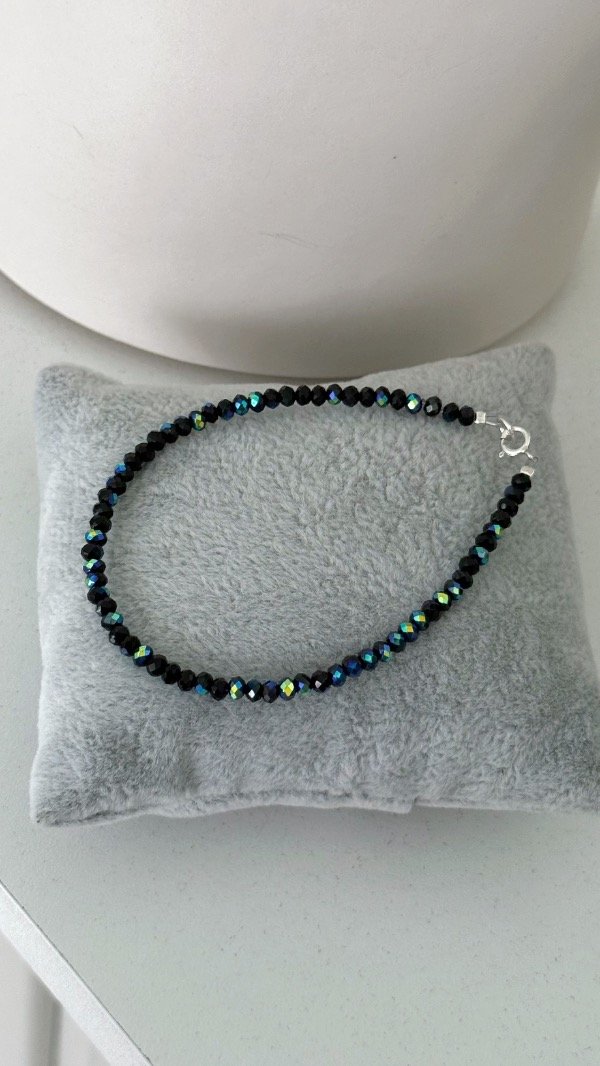 Producto - Pulsera cristal de roca negro galaxy P925