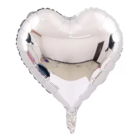 Producto - Globo corazón metalizado 18" (45cm) color plateado x10un