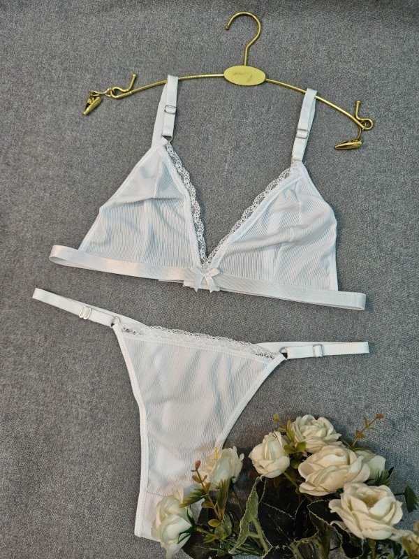 Producto - CONJUNTO DE MORLEY CON DETALLE CON PUNTILLA BLANCO (A04 A)