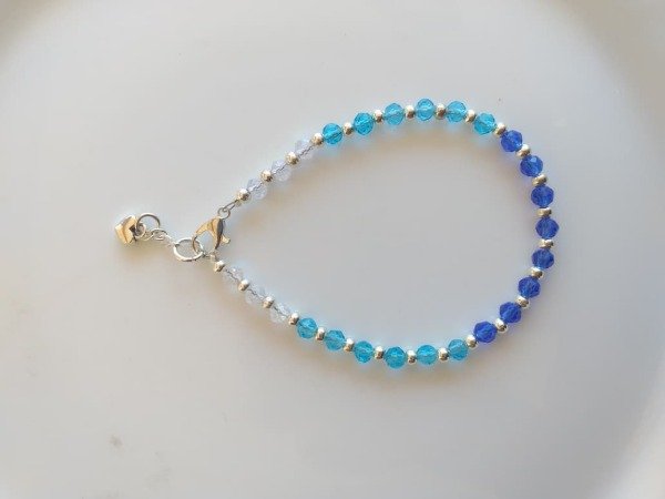 Producto - ABP0086 Pulsera Cristalizada Azul Degrade con Bolitas y Dije de Corazón
