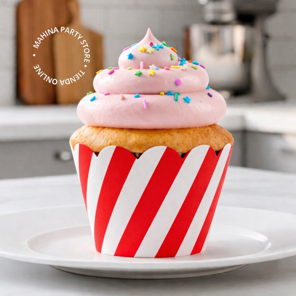 Producto - Faja para cupcakes rojo y blanco x 10