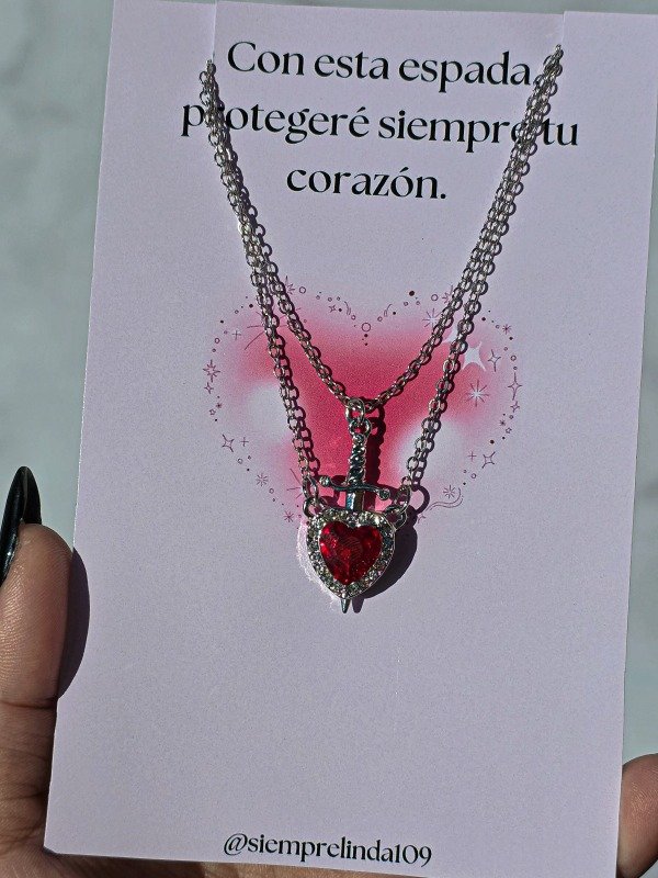 Producto - Collar daga y corazón rojo