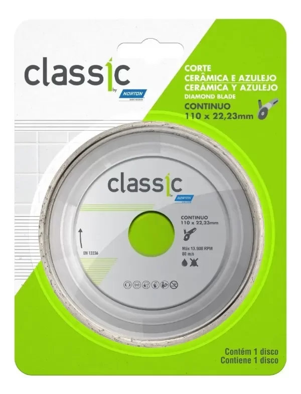 Producto - DISCO DIAMANTADO 110MM CONTINUO "NORTON" CLASSIC