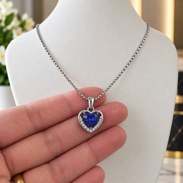Producto - Dije o Collar Corazon Cristal Azul - Código: 000557 - 1