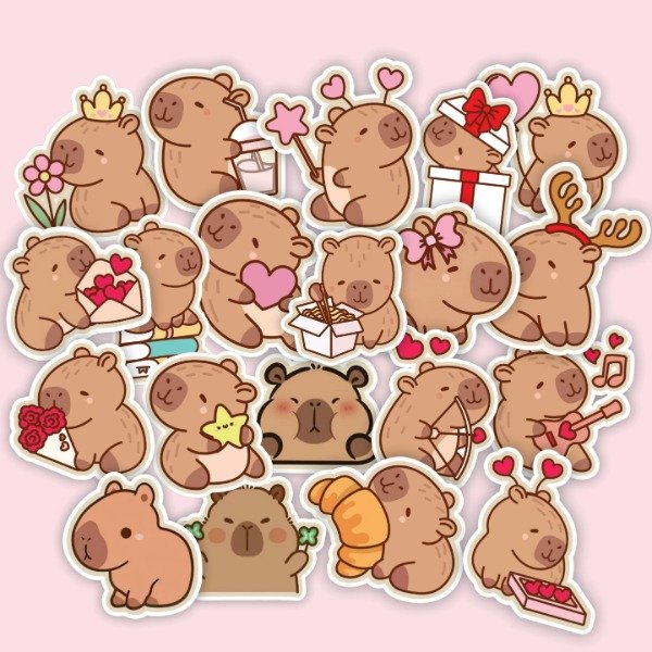 Producto - Pack 20 Stickers Vinilo Uv Premium - Capibara Capybara Carpincho