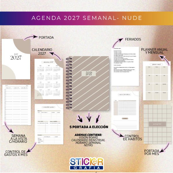 Producto - Agenda 2027 Semanal Nude