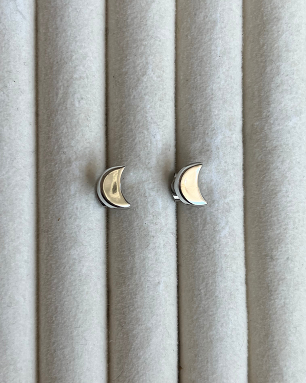 Producto - Aros pasantes luna de acero blanco