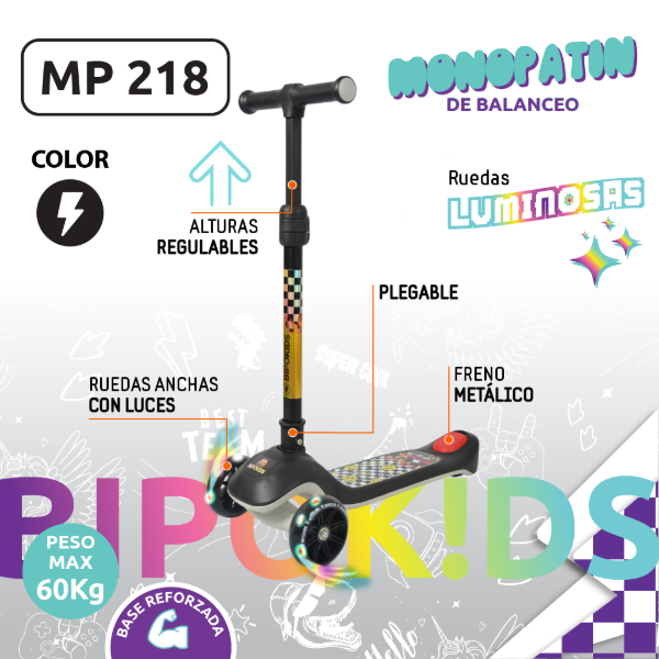 Producto - Monopatin balanceo plegable MP 218 Negro - 6