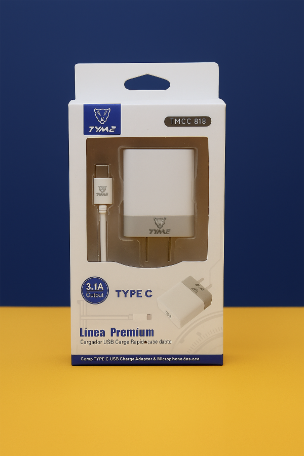 Producto - Cargador 220 Tipo C 3.1 2 USB Time Premium