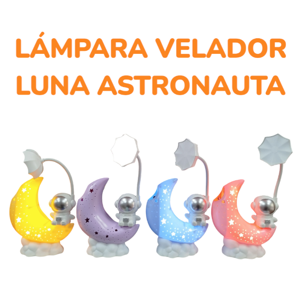 Producto - Lámpara Velador Recargable USB Luna Con Astronauta Portalápices HQ88
