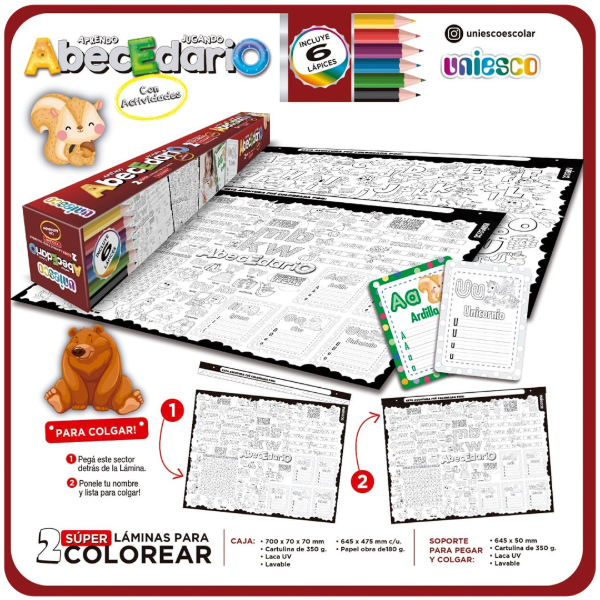 Producto - Set de Láminas para Colorear con Actividades - Abecedario