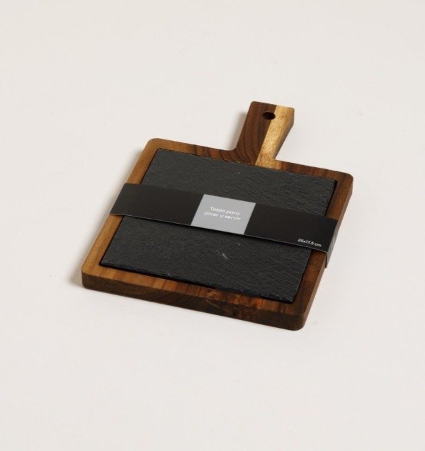 Producto - TABLA CUADRADA DE ACACIA Y LAJA ARDESIA 25X17,5 CM - 5