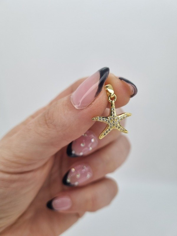 Producto - Dije acero dorado estrella de mar strass chica