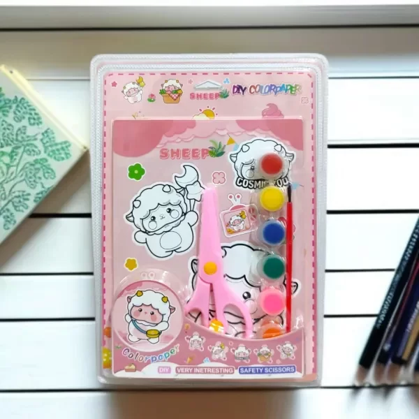 Producto - Kit láminas para colorear con temperas y tijera