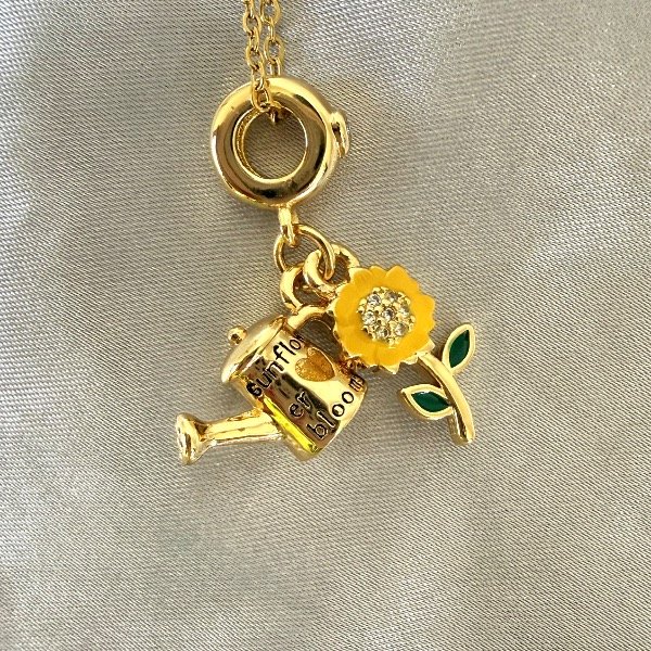 Producto - Charm Girasol de Jardín-Doble enchapado en oro 18k