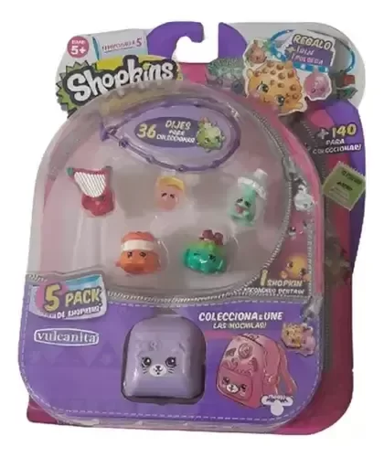 Producto - Shopkins Serie 5 Blister X 5 Con Dije + Mochila + Pulsera 1