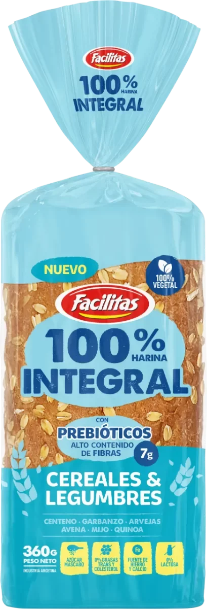 Producto - Pan Cereales y Legumbres integral FACILITASx 380grs