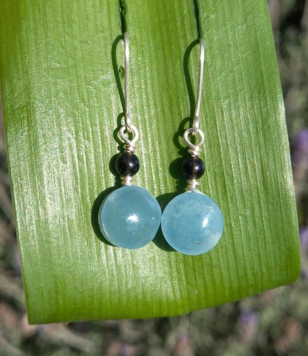 Producto - Aros de Onix Cielo y Obsidiana negra plata