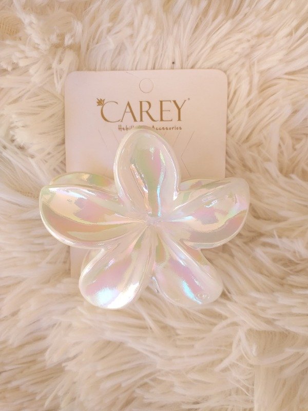Producto - CAREY 6197 Flor Hawaiana Blanca Irisada